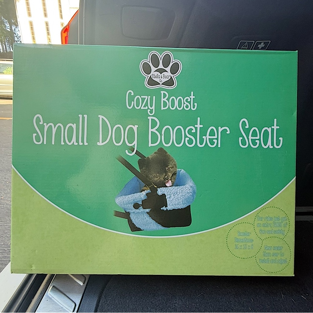 STELLA & BEAR CO. COZY BOOSTER DOG SEAT, SMALL BREEDS, BLACK/BLUE